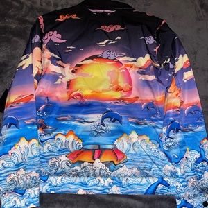 Pink dolphin all over ocean print cargo jacket